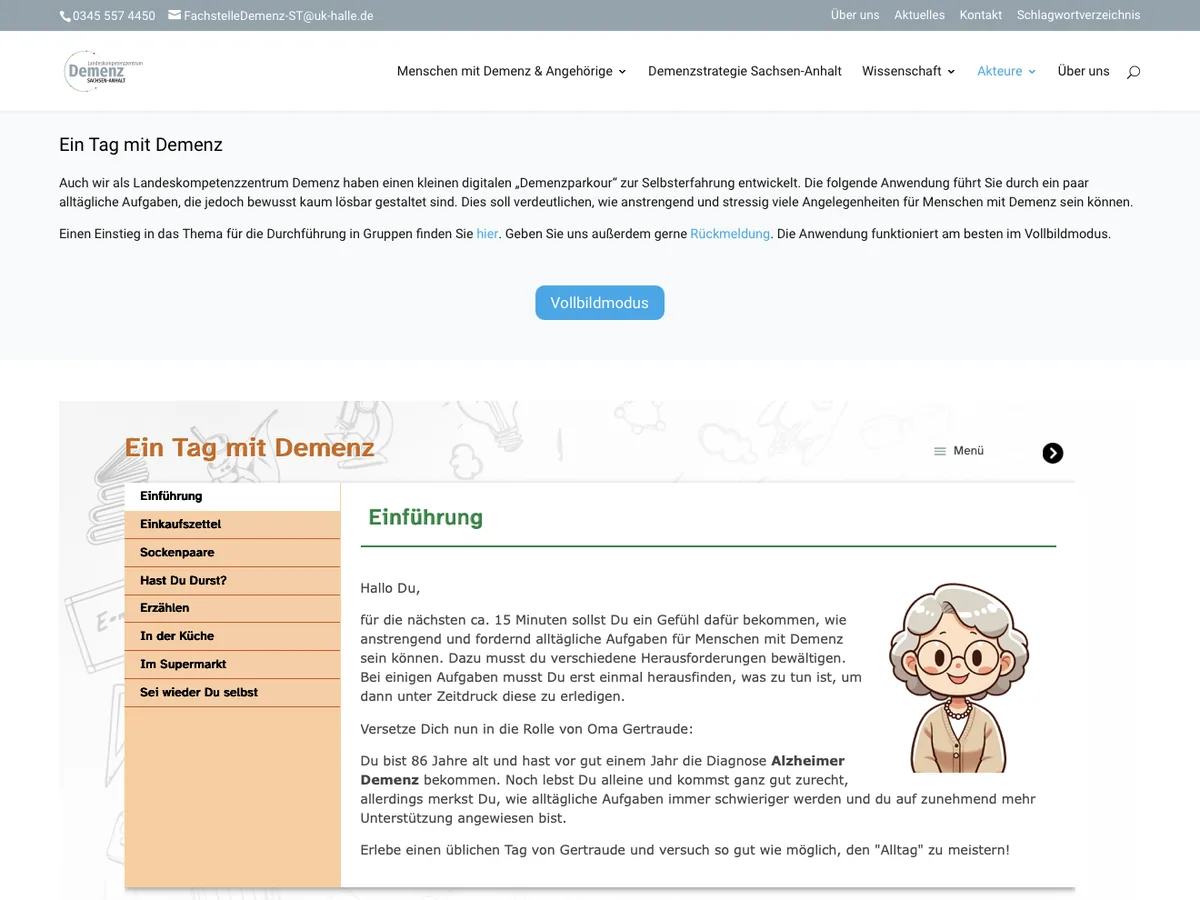 Visuelle Vorschau der Anwendung „Ein Tag mit Demenz“